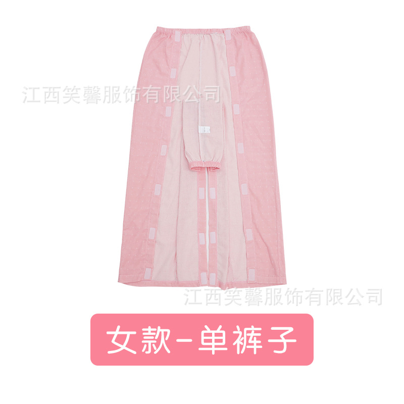 Doble hilo de algodón puro tipo abierto fácil de quitar la enfermedad ropa de cuidado de la fractura ropa a largo plazo postrado en cama paralizado ancianos pijamas verano