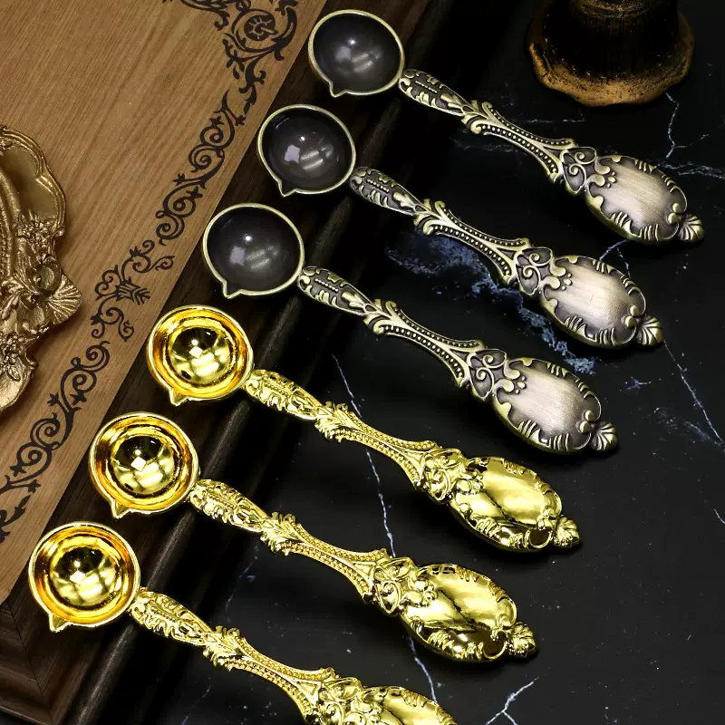 欧彩 镀色金属勺子 火漆加热工具 搭配熔炉 火漆印章蜡粒 DIY手工