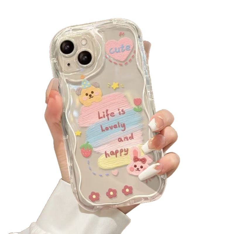 Pigment Bear Adecuado para Apple 16Promax Funda para teléfono móvil Anti-caída iPhone15 Japón y Corea del Sur ins14/13 Europa y América 12