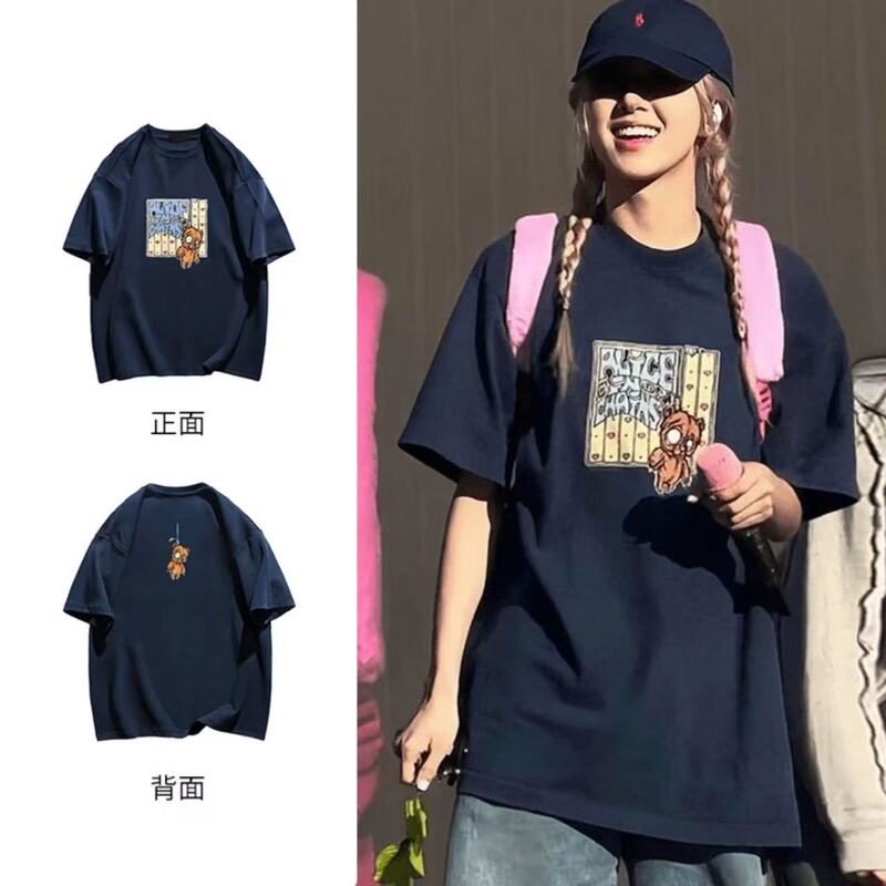 Pure Cotton 2026 Summer Design Cartoon Print Short-Sleeved T-Shirt for Women Casual Versatile Loose Top Couple Outfit Pure Cotton 2026 Summer Design Cartoon Print Short-Sleeved T-Shirt for Women Casual Versatile Loose Top Couple Outfit