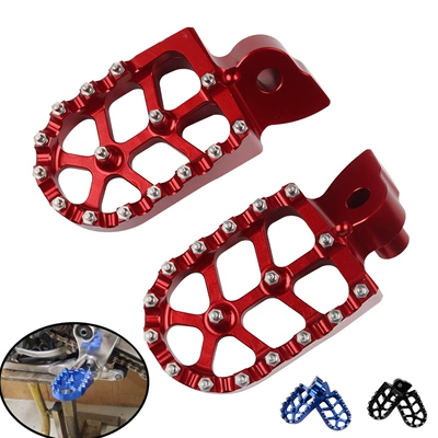 Suitable for Beta Rr 125 250 300 350 390 400 430 480 Modified Pedals and Foot Nails (Motorcycle pedals) - red