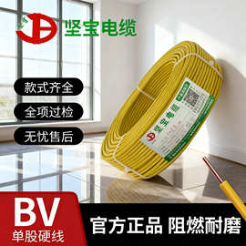 ZC-BV坚宝电缆单芯单塑国标硬线1.5/2.5/4/6/10平方家用装修电线