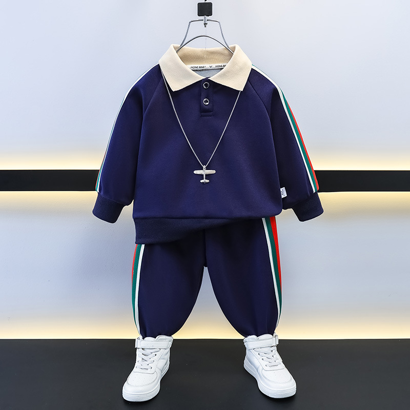 6466 ropa para niños traje de suéter para niños modelos de primavera y otoño 2025 nuevo estilo fresco y guapo ropa de otoño para bebés marca de moda deportiva para niños