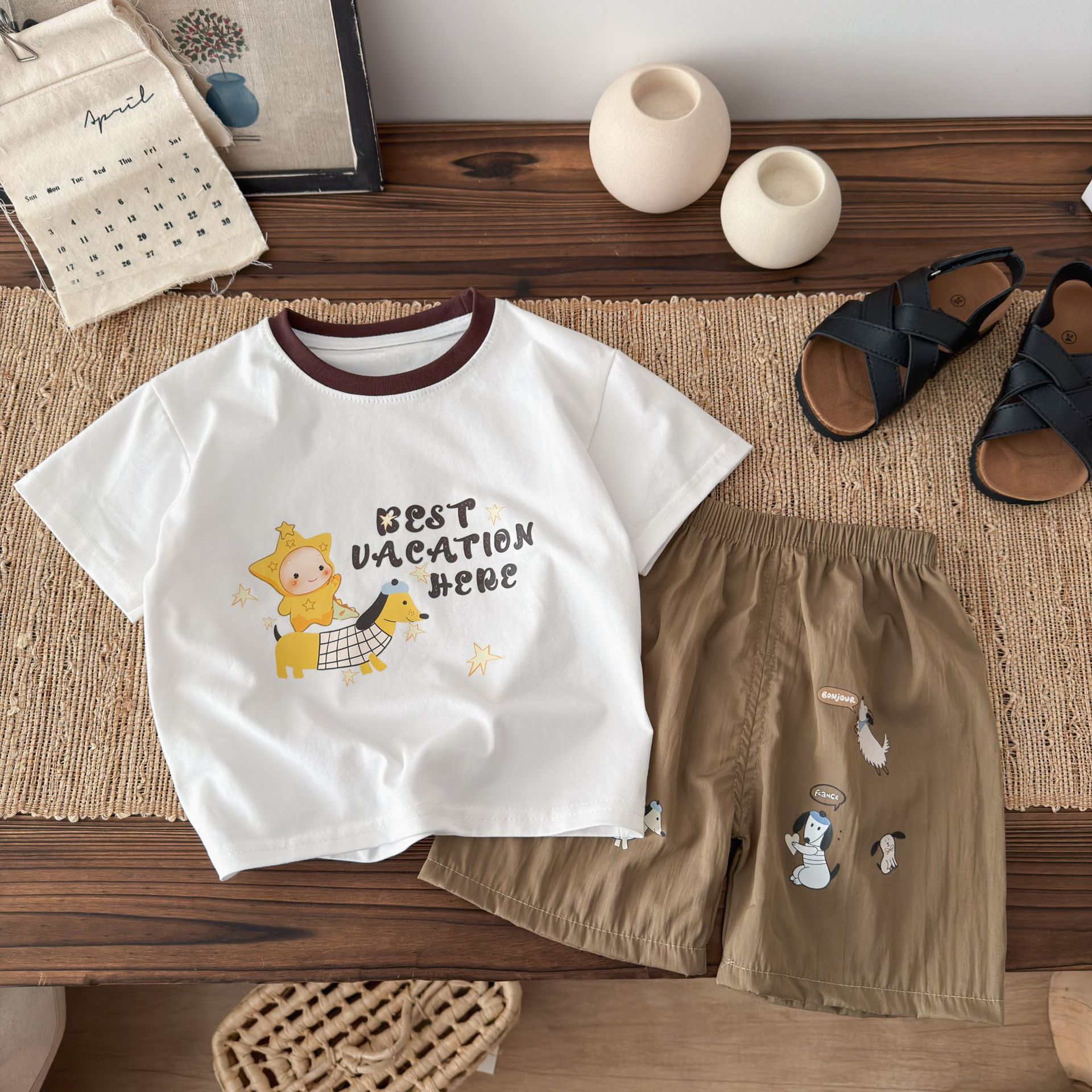 Children's New Summer Style Korean Cartoon Printed Short-Sleeved T-Shirt, Loose, Breathable, Versatile, Stylish and Casual Summer Wear