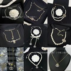 Xiangjia ネックレス 25 新しいスタイル Xiaoxiang ダブル C パールネックレスフレンチシンプル鎖骨チェーン香りおばあちゃん気質ネックレス