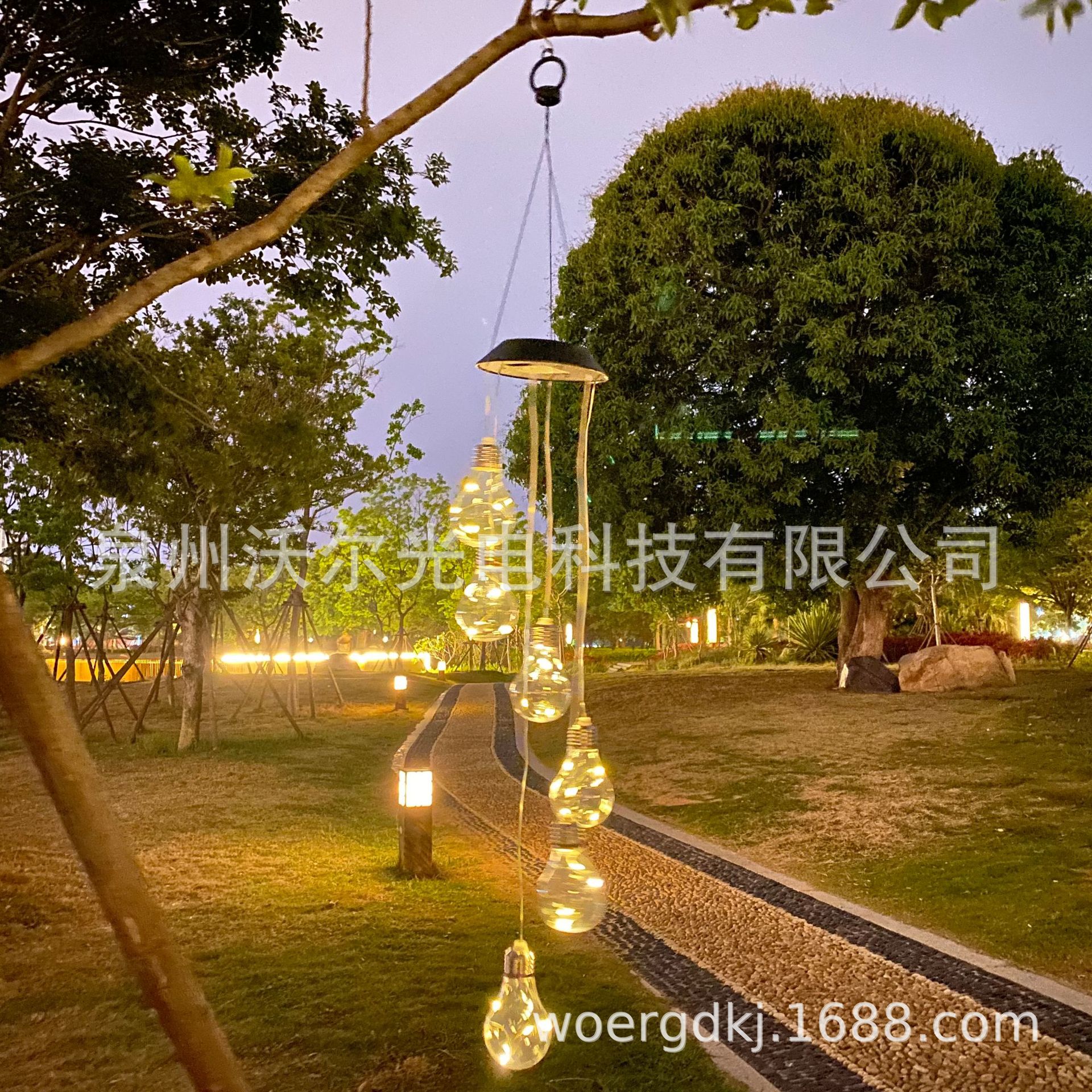 热销 太阳能粒子球灯串风铃 七彩变色蝴蝶蜻蜓仙鹤户外庭院装饰灯