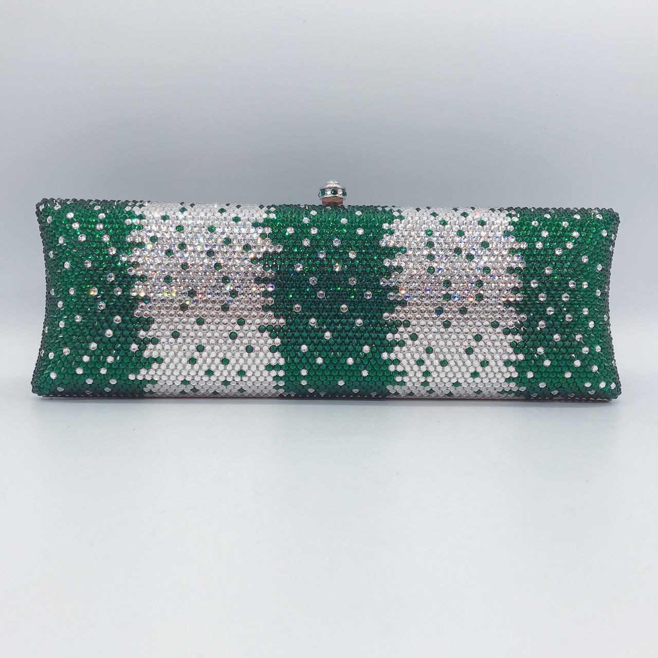 Túi clutch nữ đính đá rhinestone cầm tay hộp cứng dự tiệc — 10 # xanh ngọc chi tiết 17