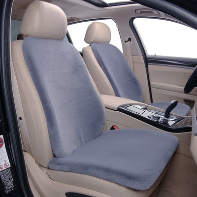 Car Seat Cushion Winter Plush Single-Piece Seat Car Seat Cushion Rear Short Plush Four-Season Universal Rabbit Fur Wool (Wool pad) - four-layers-of-thickening-1-single-seat-1-backrest-gray