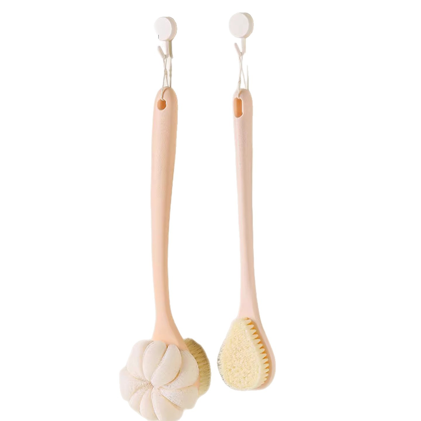 Cepillo de baño de doble cara de mango largo, cepillo de baño de espalda, artefacto mágico para el cuerpo humano con cepillo de bola de baño 2 en 1