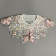溢希绣品 汉服云肩成人款欧根纱底娃娃领唐装配饰 服装辅料花边