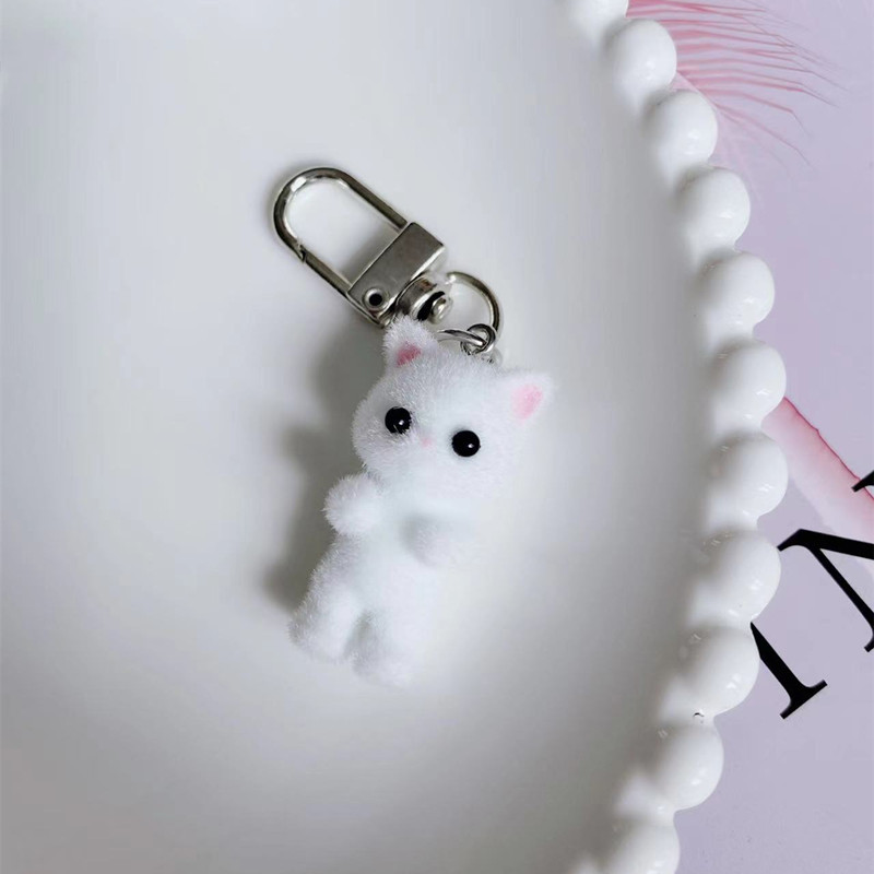 7g Weight Keychain Classification Daily Occasion Resin, Flocking Material Cat Pattern Women's Gender Cartoon Style, Cute Style Cartoon Style Cute Cat Resin Flocking Women's Keychain 4