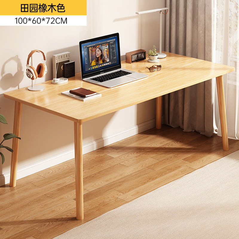 Escritorio rectangular simple para computadora, ideal para viviendas de alquiler, dormitorio, oficina en casa, escritorio de estudio para niñas.