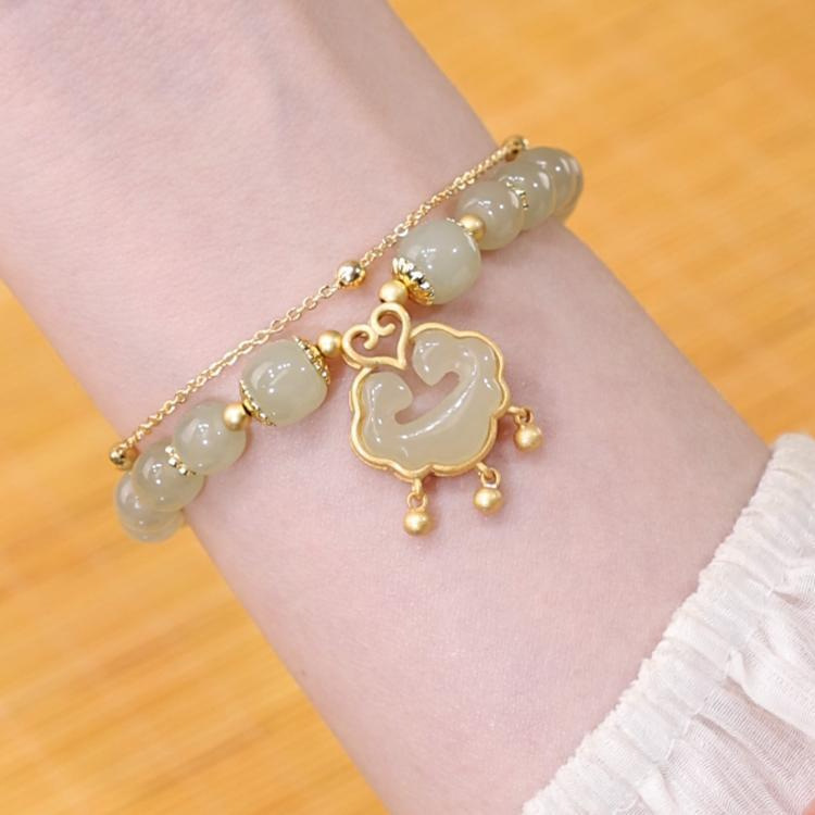 Recommended Ping An Joy Natural Hetian Jade Ping An Lock Bracelet for Girls Summer Light Luxury Niche Birthday Gifts for Girlfriends Recommended Ping An Joy Natural Hetian Jade Ping An Lock Bracelet for Girls Summer Light Luxury Niche Birthday Gifts for Girlfriends