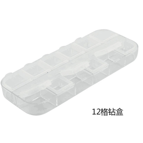 Nail Art Tools and Accessories Long Box with 12 Compartments Rectangle Nail Drill Box and Dotting Tool Storage Box Tool Set Wholesale