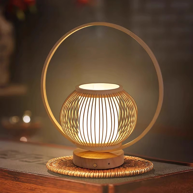 Viento tranquilo dormitorio sala de estar comedor hotel creativo mesera de cama luz de atmósfera recargable sala de té lámpara de mesa decorativa