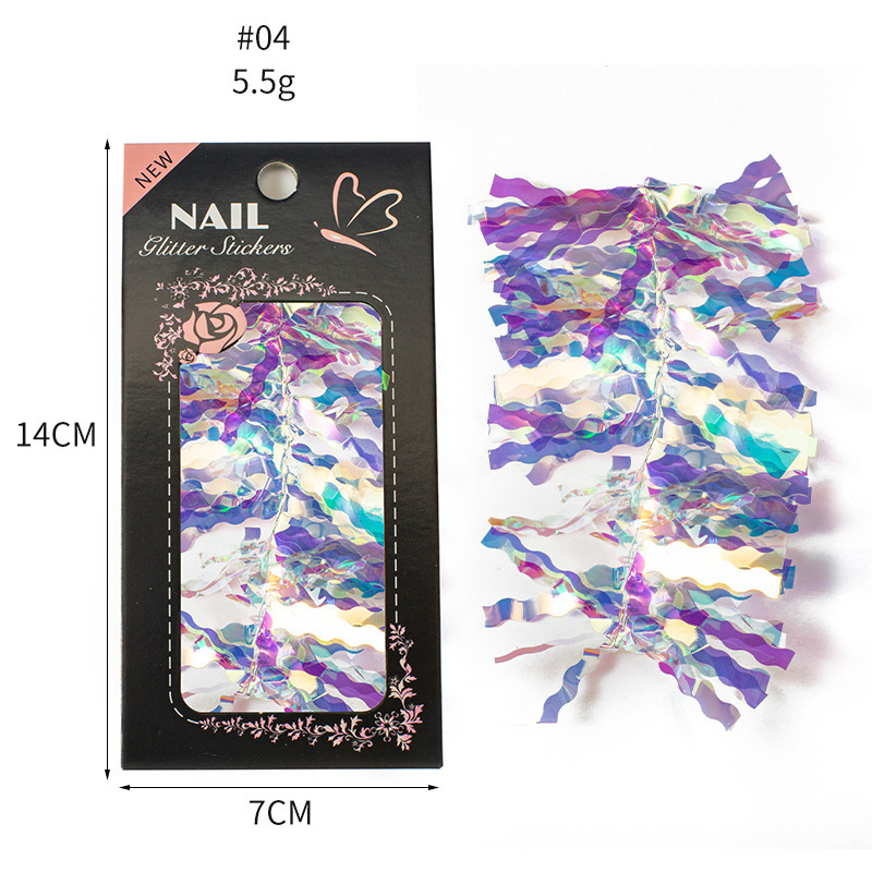 Finger princess manicure vidricola 12 colores caramelo irregular papel láser esmaltado aurora espejo pegatinas de manicure