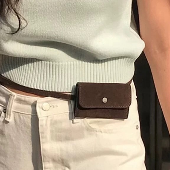 Suede Square Waist Bag Korean Ins Portable Key Bag Coin Purse Women's High-End Retro Autumn and Winter Versatile Women