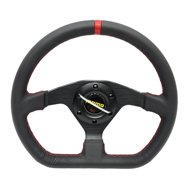 Factory Direct Sales Car Modified Steering Wheel, Genuine Leather 320mm Steering Wheel, Universal Steering Wheel for Racing Competition (Steering wheel) - genuine-leather-red-circle-red-line