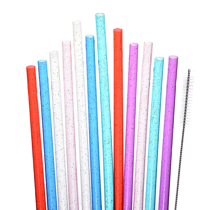 Venta caliente 31,5 CM color pajita dura tubo recto PP pajita de plástico tubo duro repetible pajita de polvo de plata transfronteriza