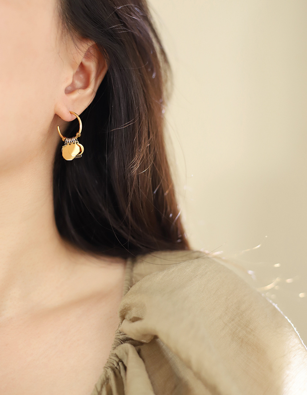 Model Show Geometric Piece Stainless Steel Earrings