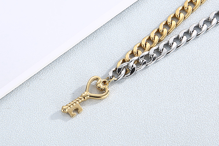 European and American vintage stainless steel key pendant bracelet necklace set wholesale
