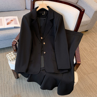 60.00 kg-175.00 kg plus size women's clothing chubby girl suit jacket vest skirt three-piece suit professional casual temperament