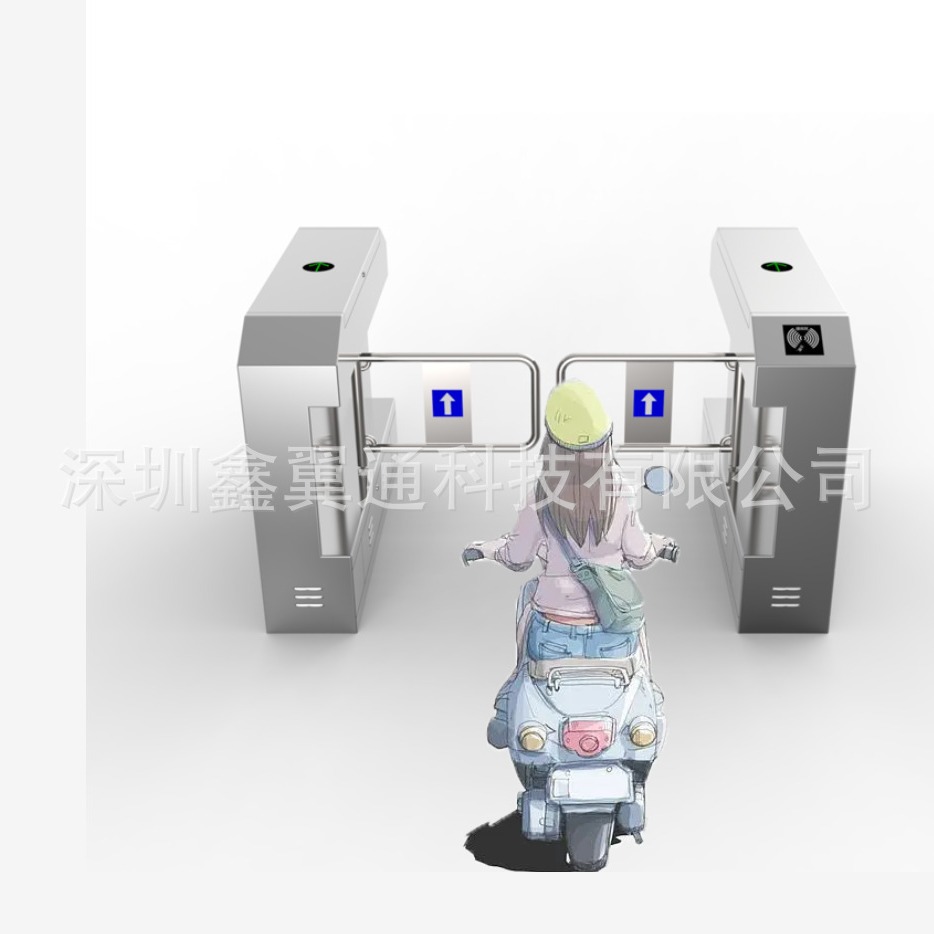小区人行通道闸机可过自行车人脸识别测温摆闸手机NFC开门翼闸门