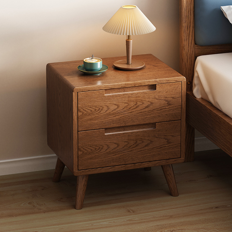 호두 색상 더블 서랍