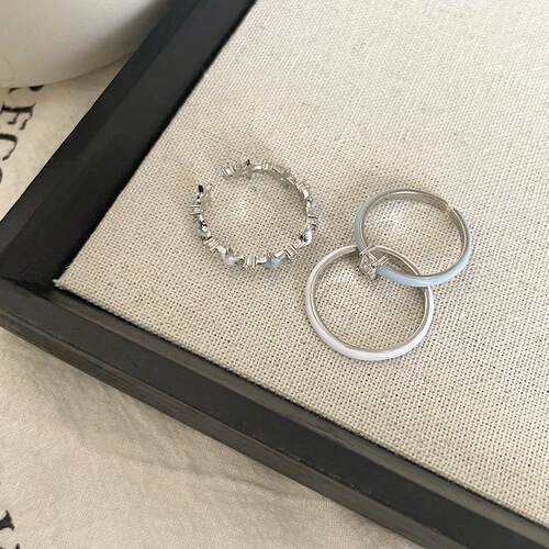 Blue Drop Glaze Zircon Star Ring Female Minority Design Open Index Finger Ring Internet Famous Fashion Personality Set Rings 