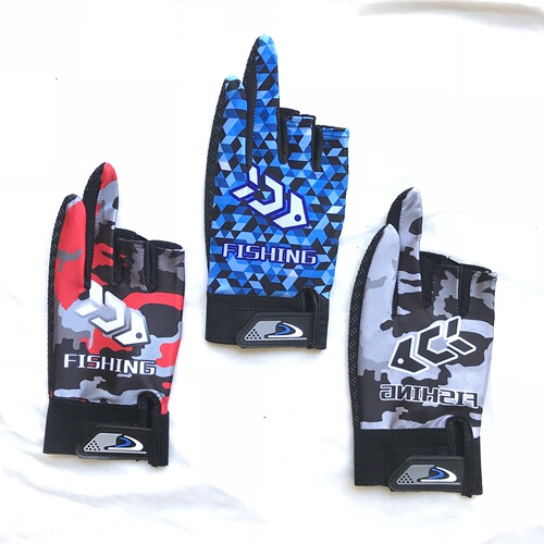Spring and summer Luya fishing gloves men's ice silk sunscreen competitive black pit sea fishing and rock fishing half-finger exposed three-finger anti-cut and anti-thorn