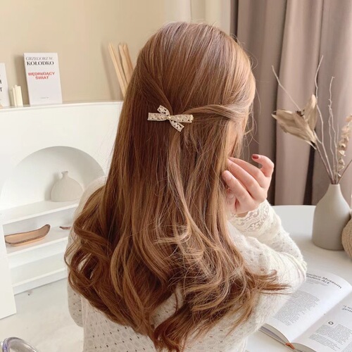 South Korea's Dongdaemun original micro-inlaid zircon bow hairpin exquisite diamond-encrusted lady's cute hairpin duckbill clip