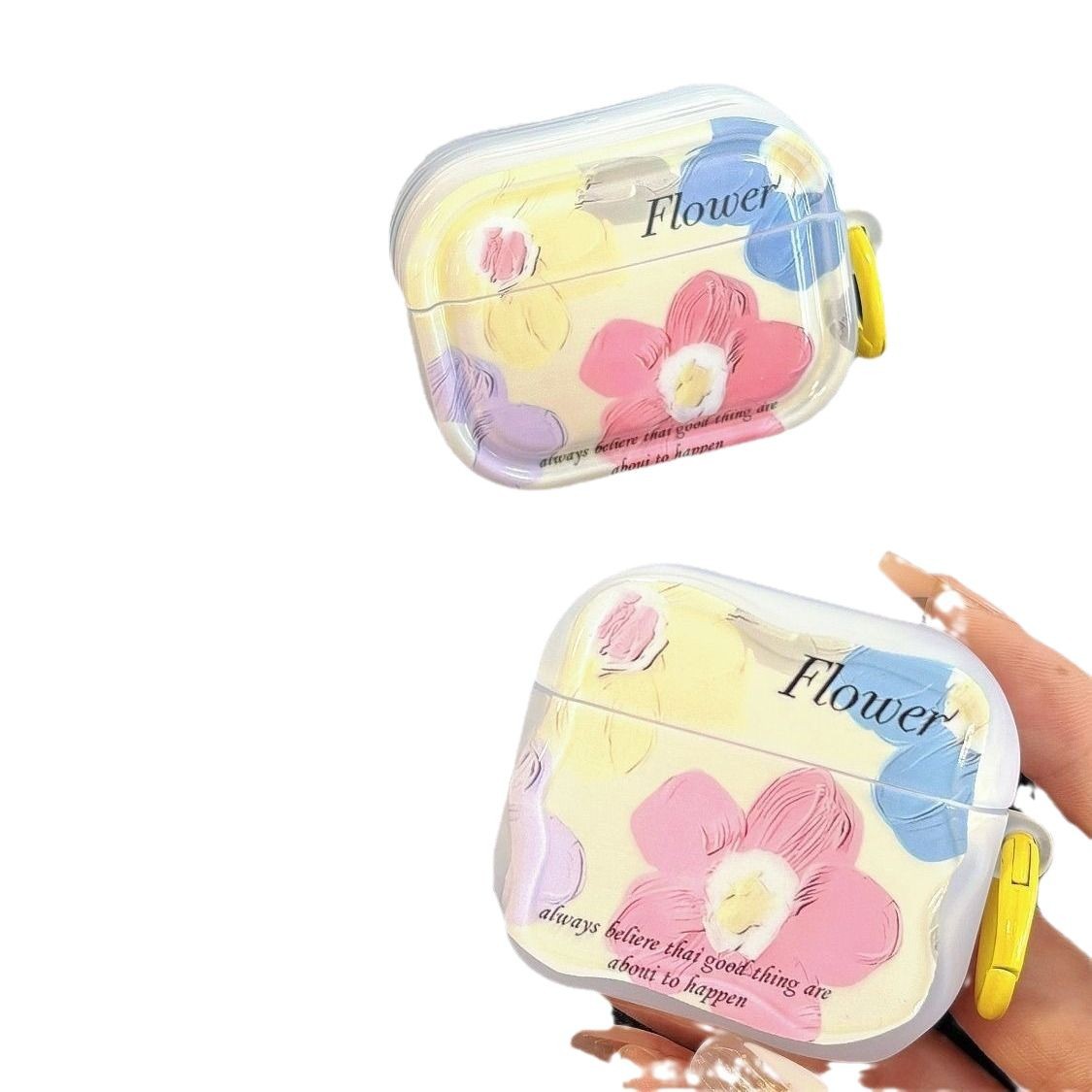 Flores de pintura al óleo de color para Apple Bluetooth auriculares AirPods4 auriculares pro3 estuche de protección contra caídas estuche suave