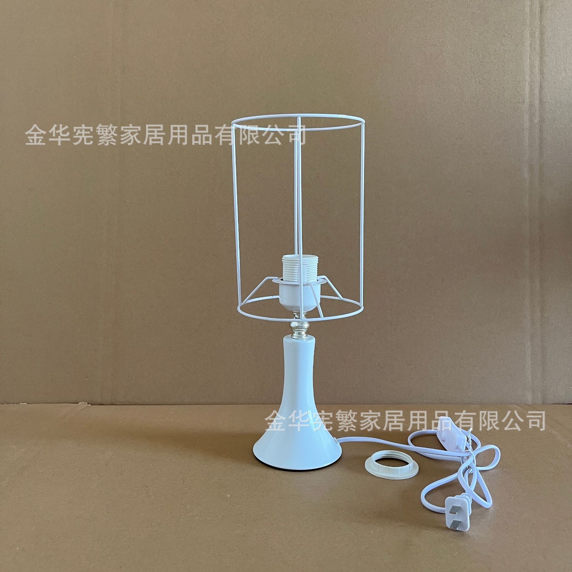 Xianfan E27 lámpara de escritorio base metálica alta alta bocina combinación de marco de hierro con botón de cable DIY hecho a mano