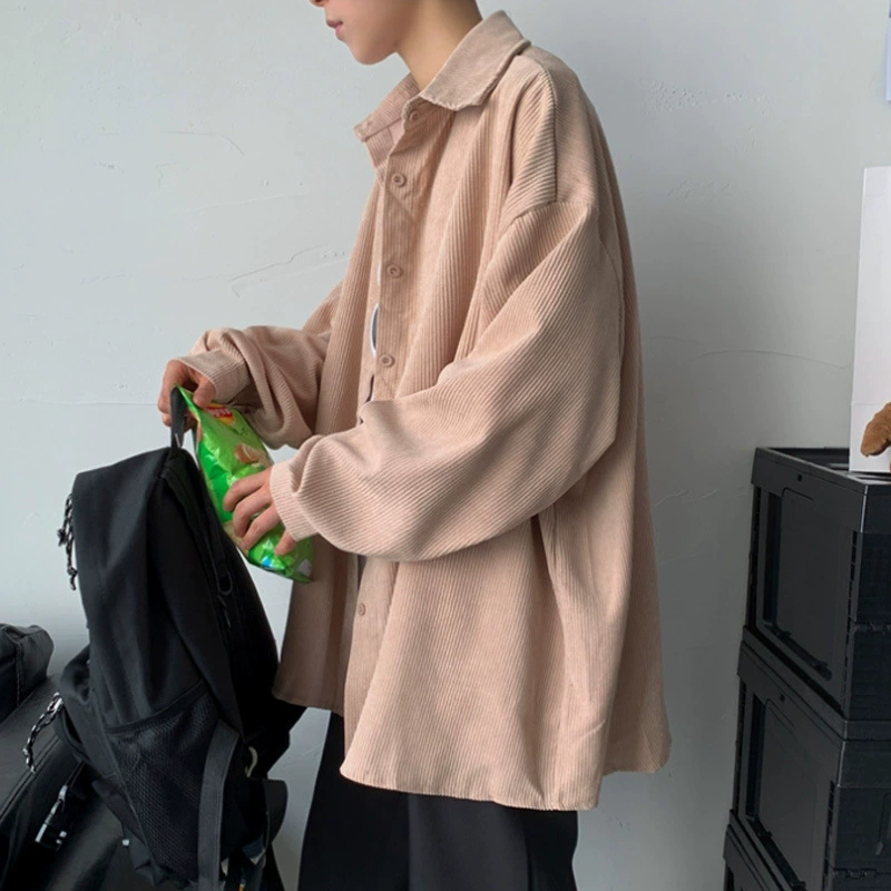 Рубашка костюм для мужчин, чтобы носить полный набор 2024 новых гонконгских ветров премиум-класса рубашки пальто весной и осенью вельвет