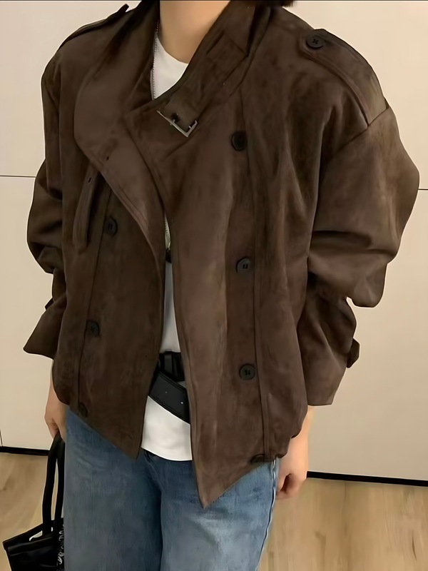 韩系复古立领短款工装外套女2025秋装新款休闲时尚百搭夹克上衣潮|undefined