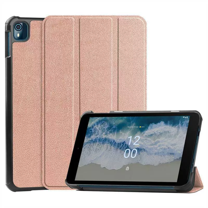 Подходит для protective кейса Nokia Nokia T10 однотонный кожаный чехол тройного сворачивания плоский защитный чехол жесткий корпус