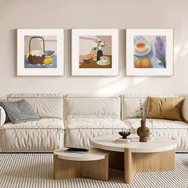 北欧餐厅装饰画现代简约沙发背景墙壁画日式小众ins风温馨卧室画