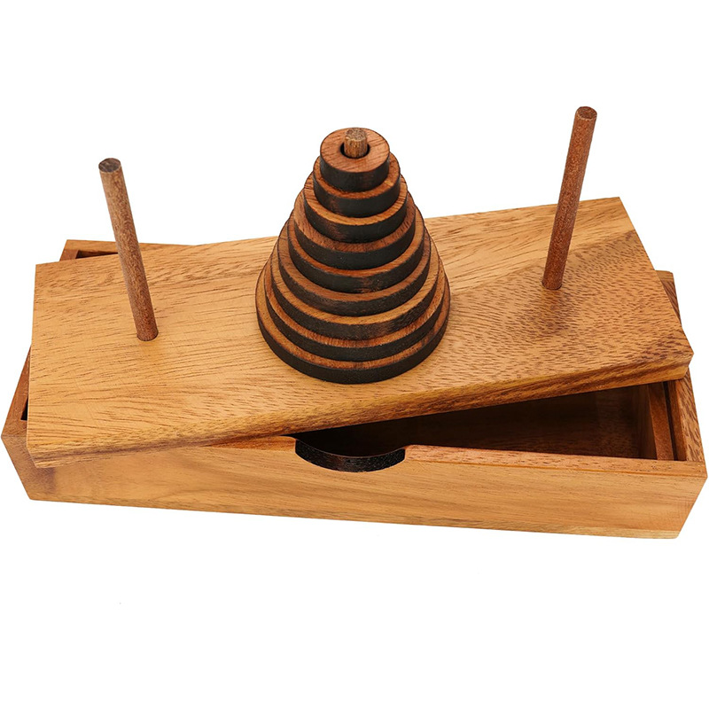 Fun Puzzle Board Game (9 Rings) Wooden Design Brain Teasers Logic…