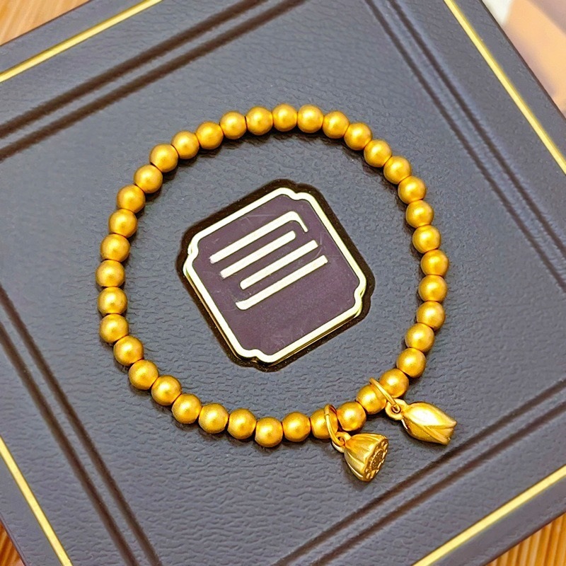 Gold Store Same Style Imitation Gold Heritage Two Generations Lotus Bracelet for Women, Long-Lasting Fashion Versatile Bracelet Jewelry