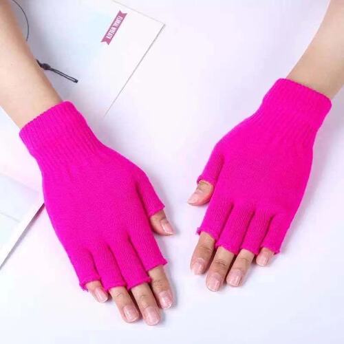 New Colorful Half-Finger Insulated Gloves for Men and Women, Thin Winter Knit Cold-Proof Riding Work Writing Finger-Revealing Gloves
