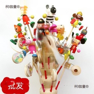 Children's Wooden Puppet Hand-Cranked Drum, Happy Wooden Puppet Rocking Drum, Street Stall, Temple Fair, Small Toy, Metabo