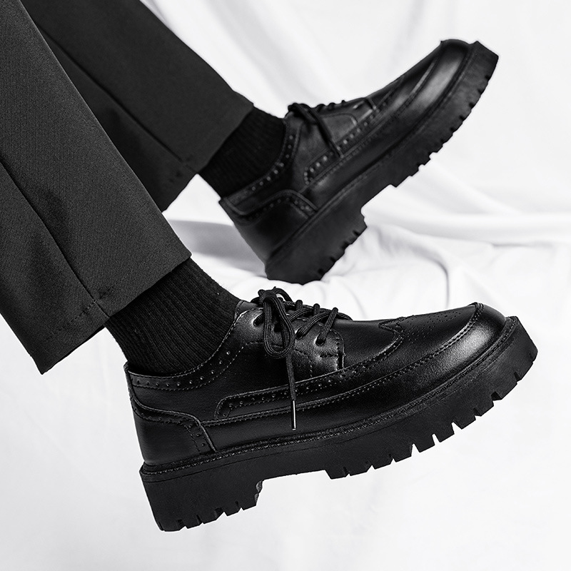 2024 otoño estilo británico plataforma zapatos casuales ropa formal zapatos derby boda de negocios traje bajo negro zapatos de hombre de moda image 4