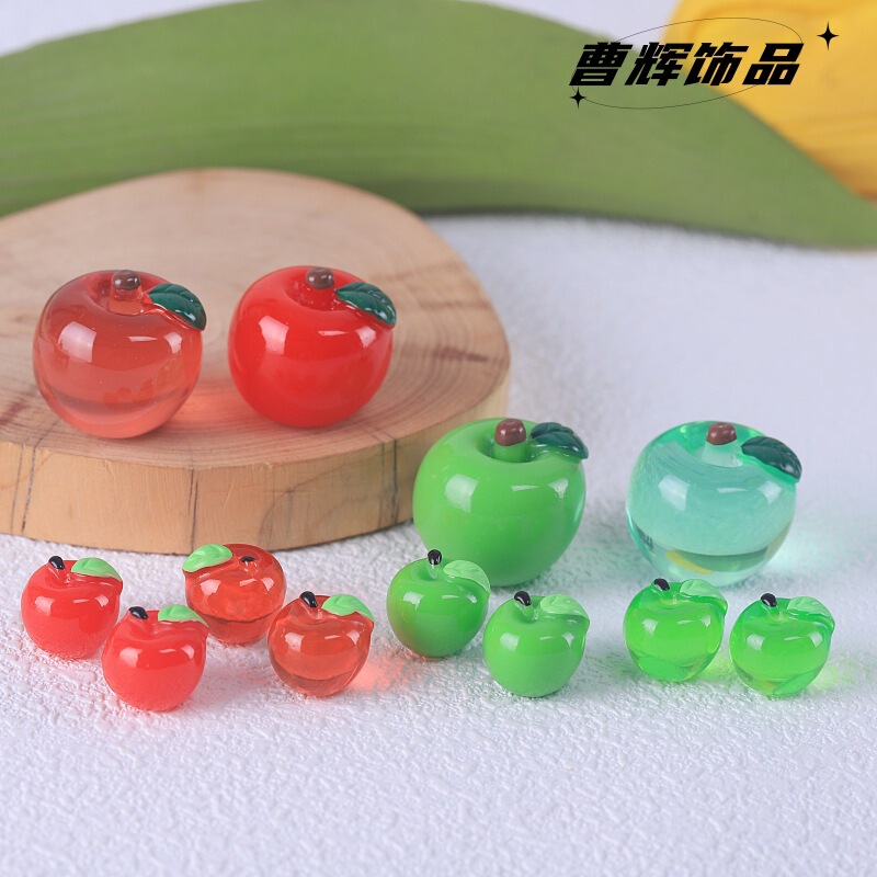 Simulation three-dimensional apple Christmas peace fruit ornaments resin accessories diy key chain pendant handmade materials