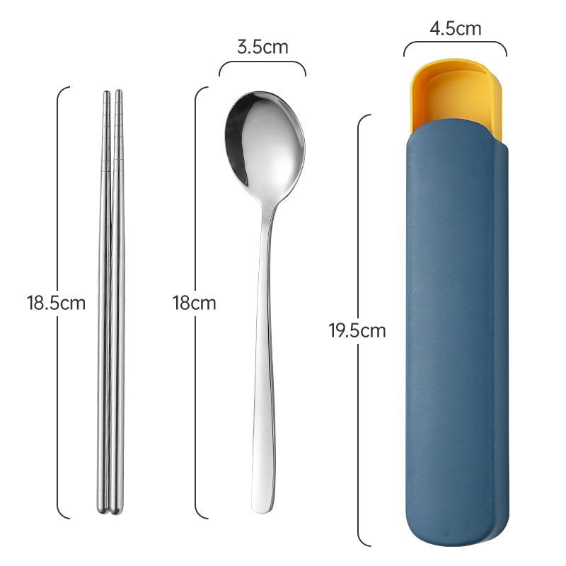Acero inoxidable portátil vajilla cuchara palillos de dos piezas tazón de fideos instantáneos taza de comida rápida vajilla traje