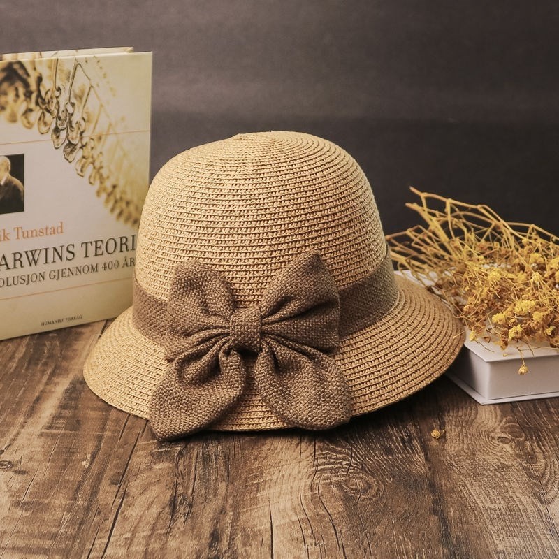 1458g Weight Bucket Hat Hats Type Casual, Outdoor, Beach Occasion Straw Material Bow Knot Pattern Summer Season Women's Gender Simple Style, Classic Style Style Curved Eaves Rim Women's Simple Style Classic Style Bow Knot Curved Eaves Bucket Hat 5