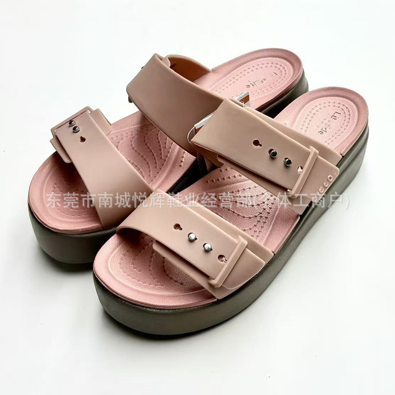 Brooklyn Fashion Sandals Open-Toe Buckle Strap High-Heeled Clogs Thick-Soled Wedge Platform Shoes Comfortable Casual Sandals