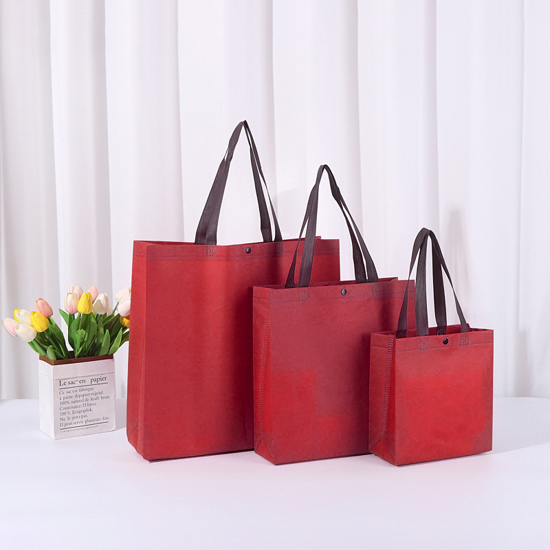 不織布バッグ、既製品、留め具付きハンドバッグ、カラーブロックショッピングバッグ、卸売、印刷入り衣料品包装袋、エコバッグ|undefined