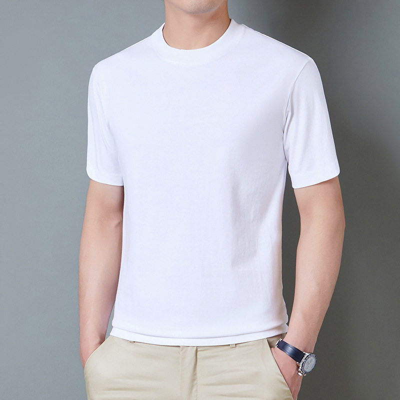 240g Heavyweight High-End Double Yarn Pure Cotton Short-Sleeved T-Shirt Men's Summer Pure Color Round Neck Casual Simple Half-Sleeve 240g Heavyweight High-End Double Yarn Pure Cotton Short-Sleeved T-Shirt Men's Summer Pure Color Round Neck Casual Simple Half-Sleeve