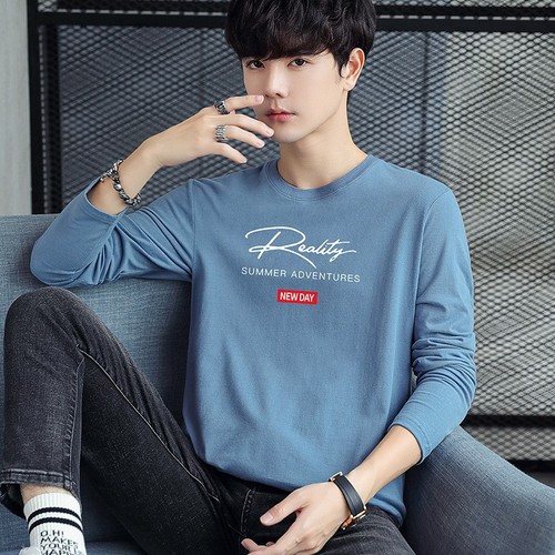 Spring and Autumn Large Size Long-Sleeve T-Shirt for Men, Casual Minimalist Ins Style, Mid-Youth Men's Versatile T-Shirt Base Shirt, Trendy