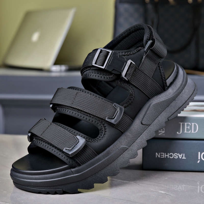 Summer Sandals Velcro Mesh Breathable Shoes Foaming Sole Lightweight Soft Beach Shoes Slip-on All-match Men's Sandals